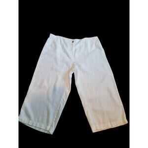 Eileen Fisher Linen Capri Pants Plus Size White Wide Leg Cropped